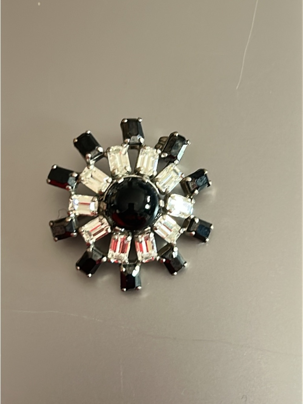 Classic Black and Clear Sunburst Brooch - Women Jewelry